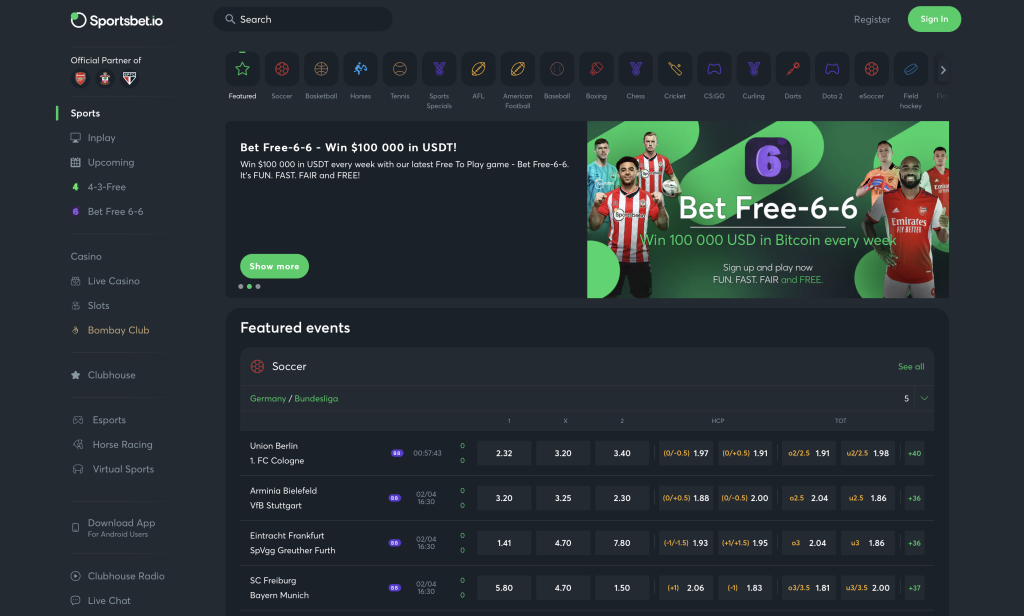 Sportsbet.io - Best Football Betting Sites
