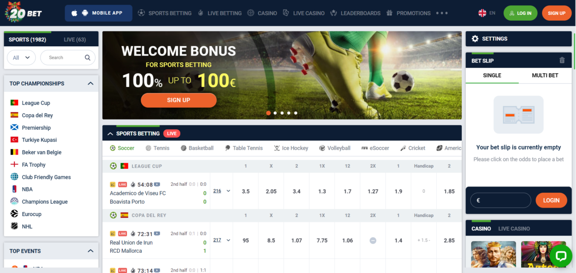 20Bet - Best Sports Betting Sites in India for 2023